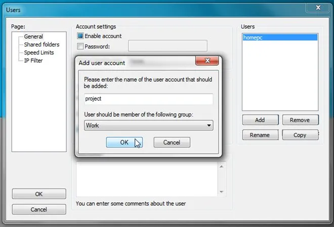 3. Tạo user trên FileZilla Server