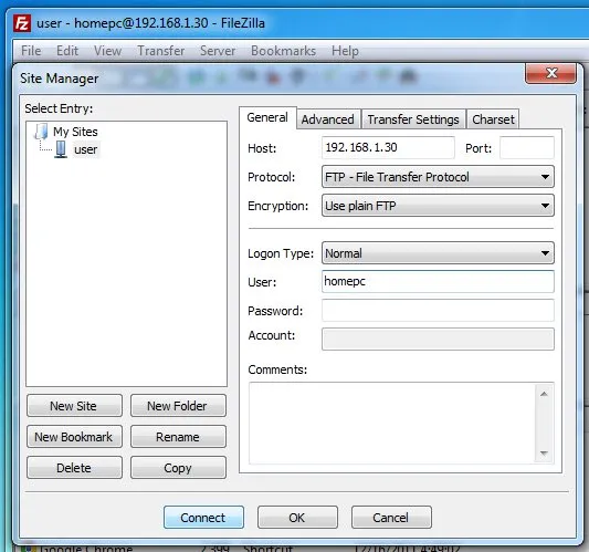 Liên kết FileZilla Server với FileZilla Client