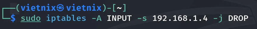 IP nguồn 192.168.1.3 bị từ chối