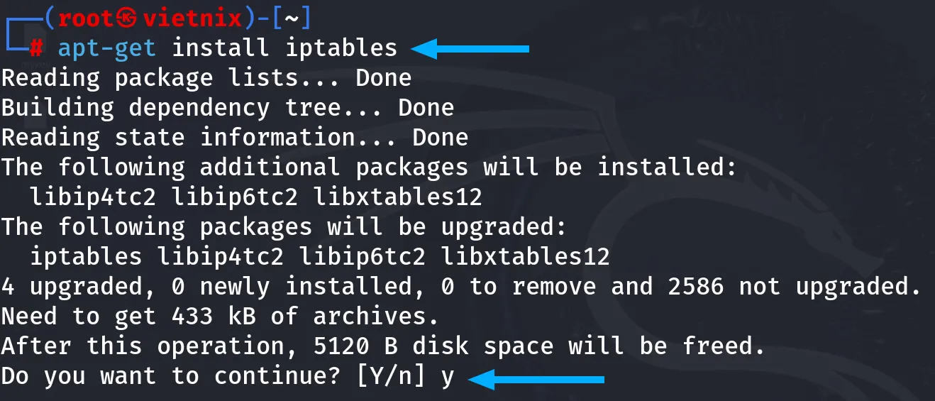 Lệnh cài đặt iptables