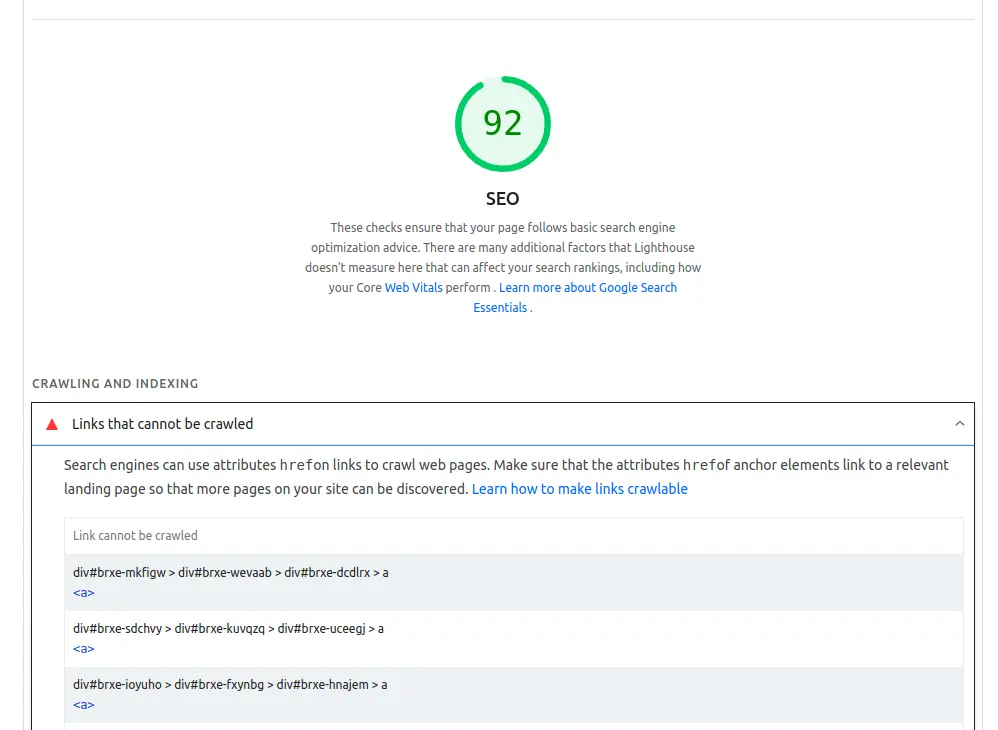 Các kiểm tra phụ (SEO, Accessibility, Best Practices)