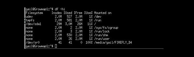 Thông tin inodes cho mỗi hệ thống file