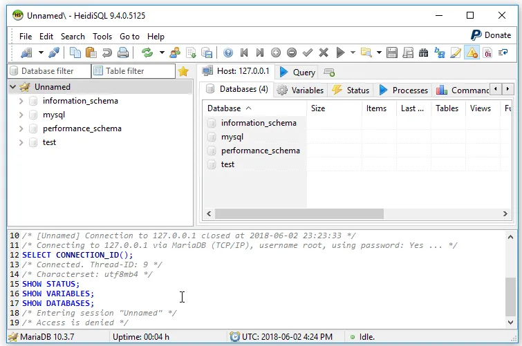 Giao diện sau khi cài đặt MariaDB trên Windows thành công