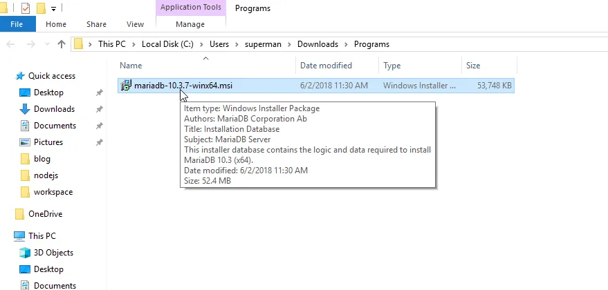 vào file MariaDB