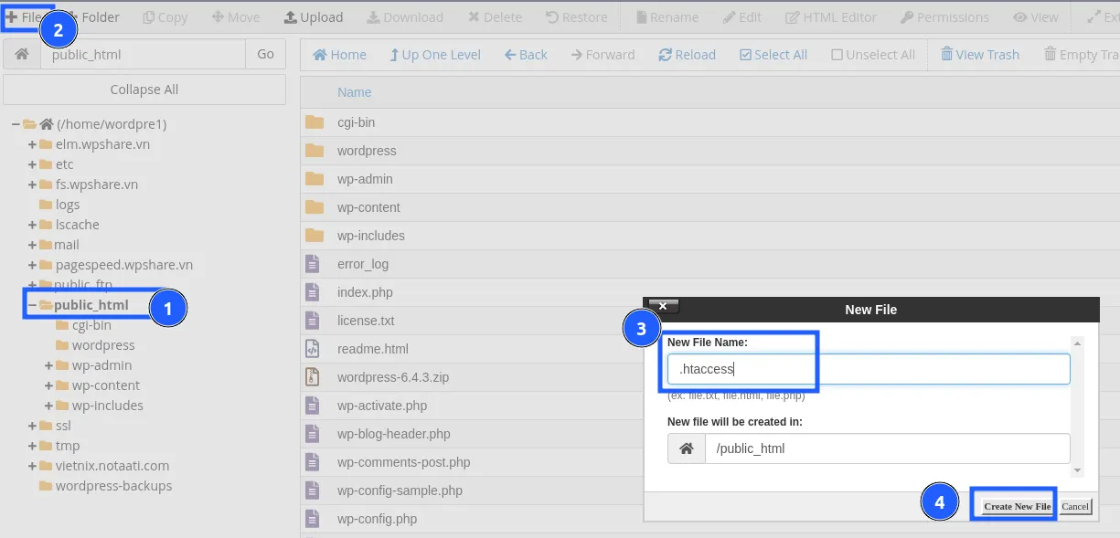 Tạo file .htaccess trên hosting