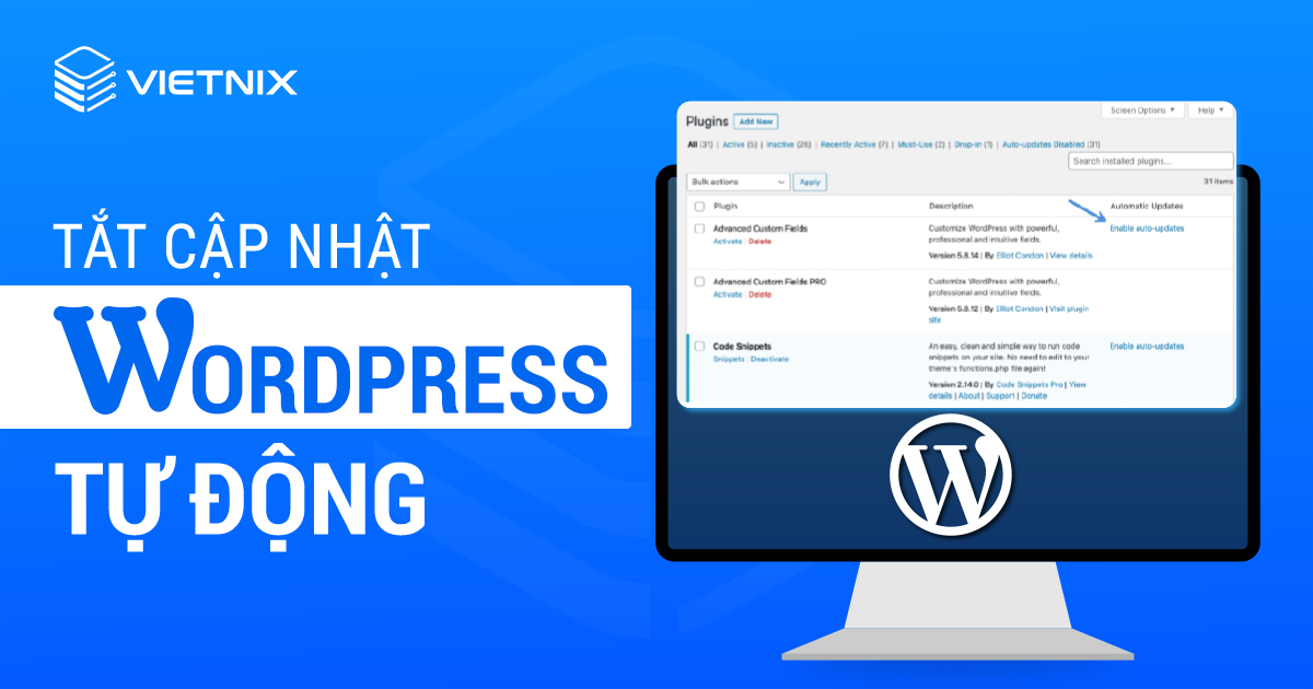 Tắt cập nhật WordPress tự động