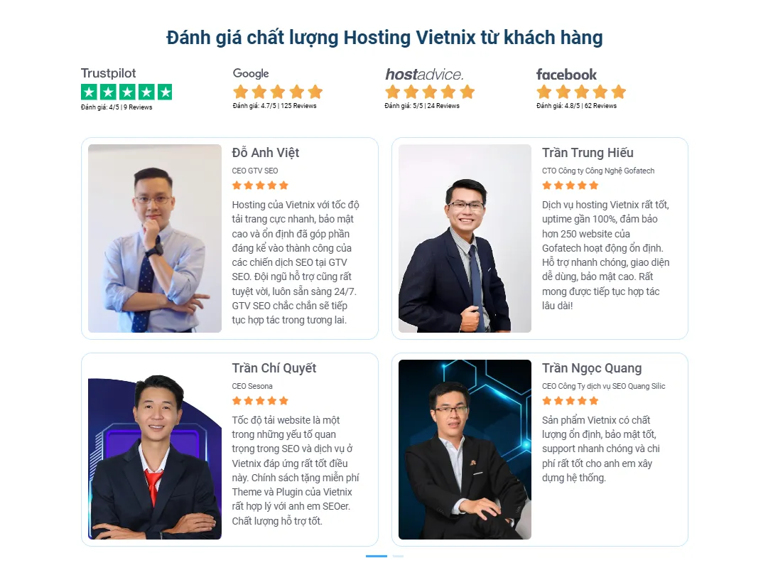 Đánh giá hosting Vietnix từ khách hàng
