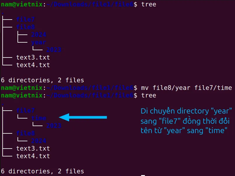 Di chuyển file bằng lệnh mv
