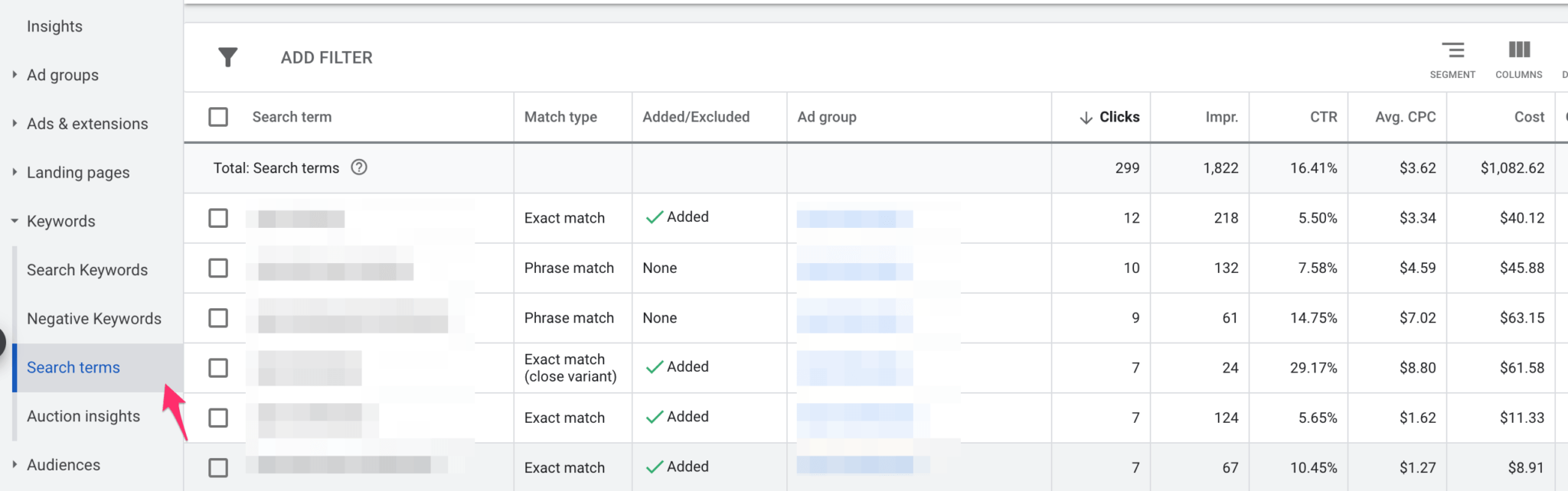 Báo cáo Cụm từ Tìm kiếm Google Ads