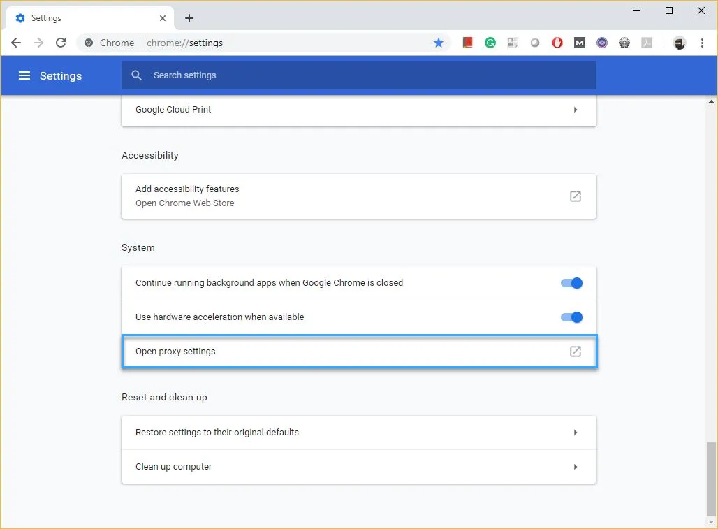 Lỗi err_ssl_protocol_error là gì? Nguyên nhân và cách khắc phục nhanh chóng 55 Chọn Open Proxy