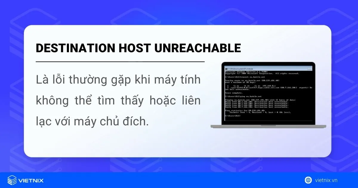 Lỗi destination host unreachable là gì?