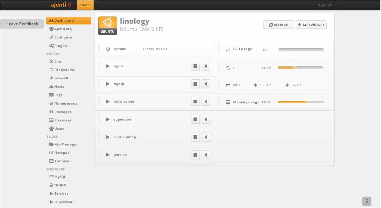 Ajenti là một phần mềm quản lý hosting mã nguồn mở