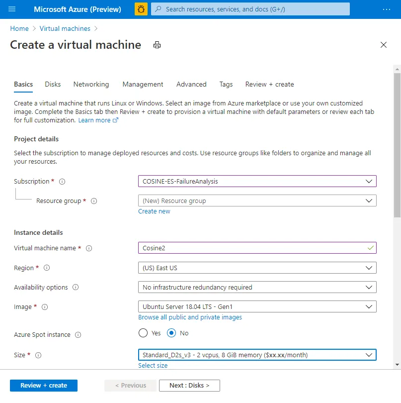 Cấu hình VPS Azure