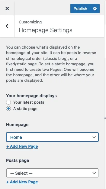 Homepage Settings