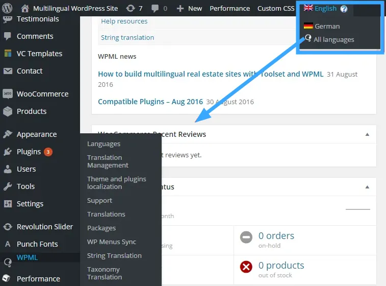 Cài đặt thành công WPML
