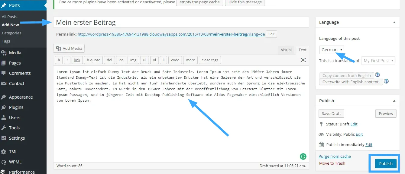 Chuyển ngôn ngữ dễ dàng với WPML