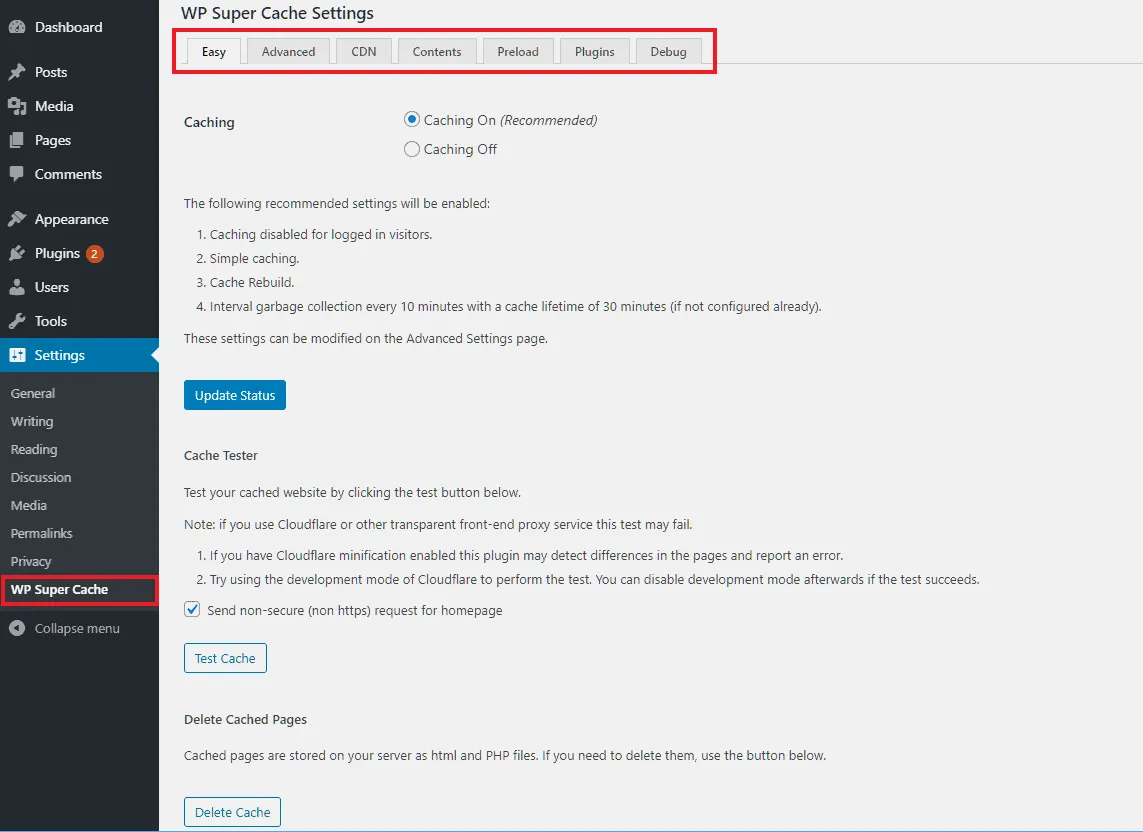 Plugin WP Super Cache