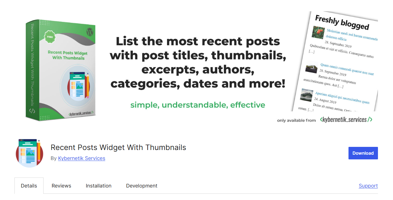 Plugin Recent Posts Widget With Thumbnails