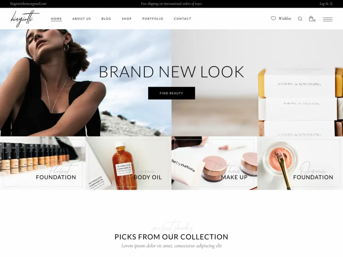 Theme WordPress bán hàng mỹ phẩm - Biagiotti