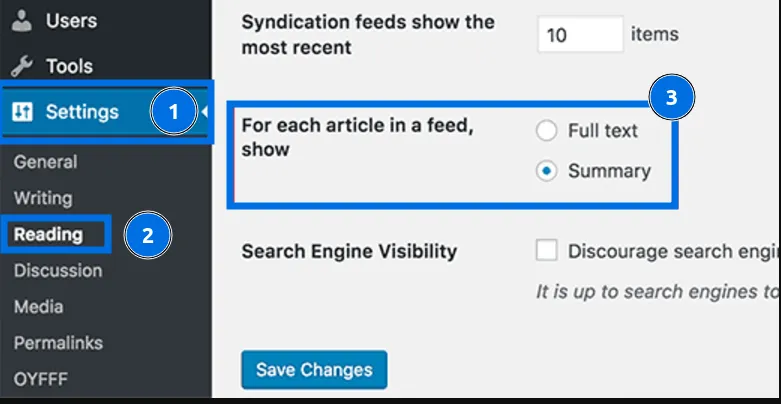 Hiển thị tổng quan bài viết trong RSS Feeds
