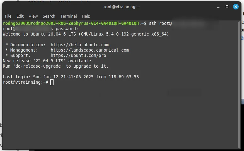 Kết nối SSH vào VPS