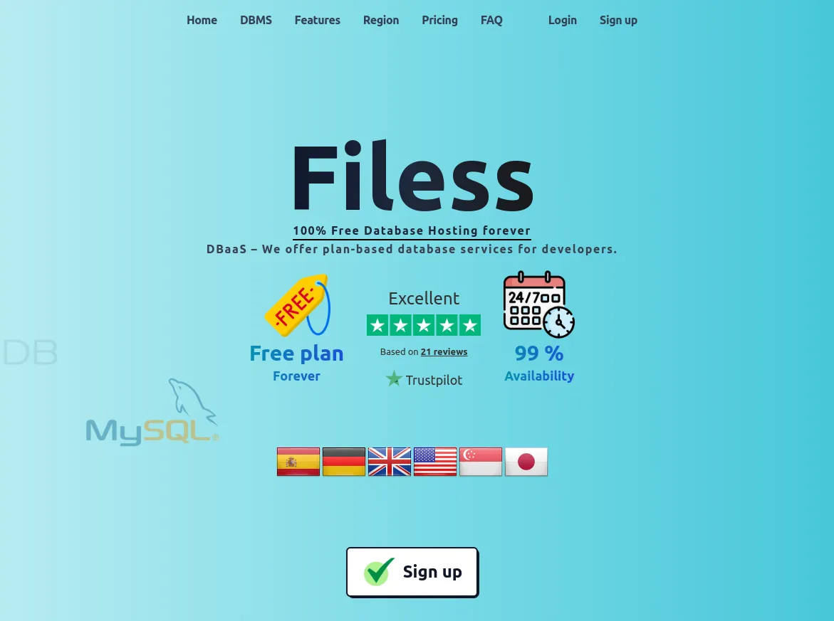 Filess - Database hosting free