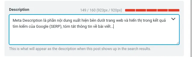 Số ký tự trong Meta Description
