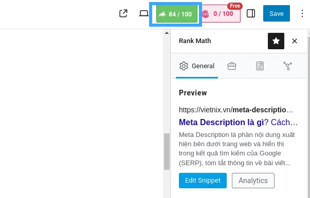 Thêm thẻ Meta description trong Rank Math SEO