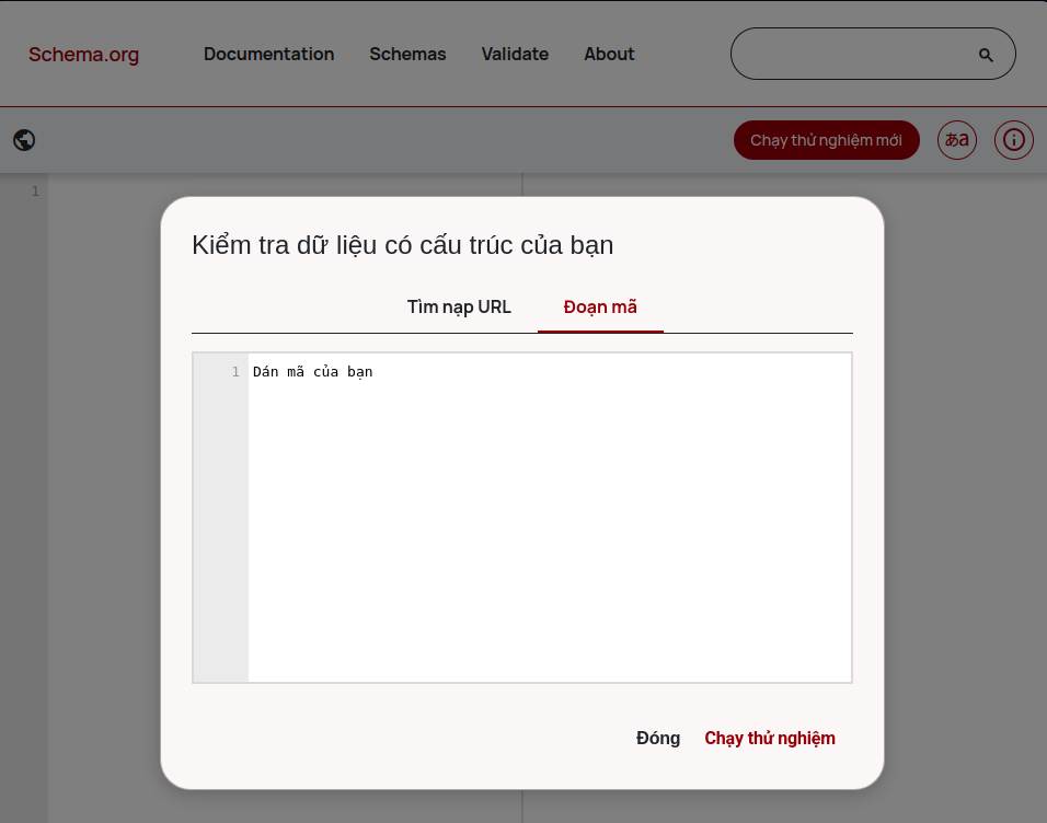 Kiểm tra bằng công cụ Schema Markup Validator