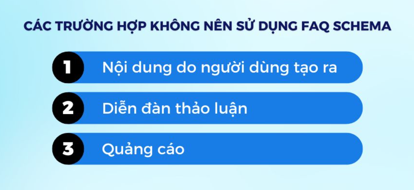 Trường hợp không hợp lệ để dùng FAQ Schema