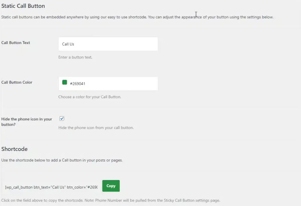 Cấu hình Sticky Call Button