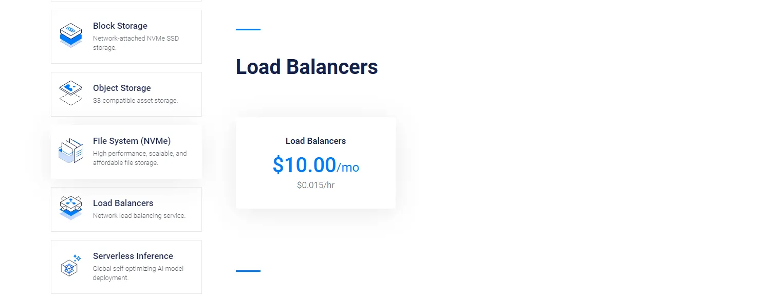 Sản phẩm Load Balancers của Vultr Server
