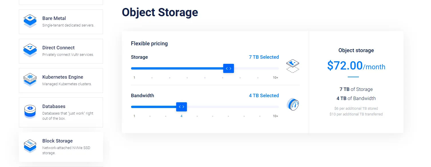 Sản phẩm Object Storage của Vultr Server