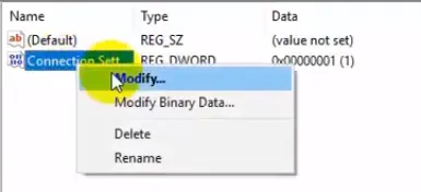 Connection Setting sau đó chọn Modify