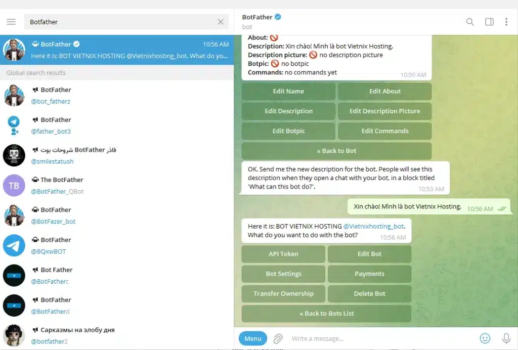 tạo Bot Telegram
