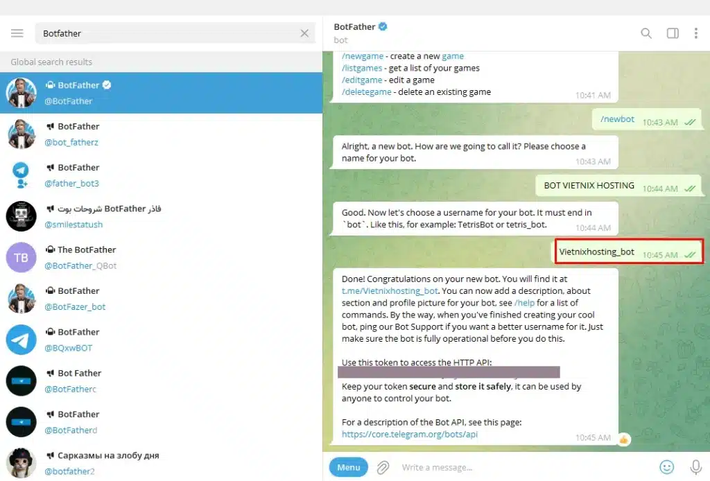 tạo Bot Telegram