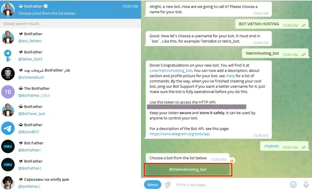 tạo Bot Telegram