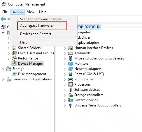 Chọn tiếp Add legacy hardware