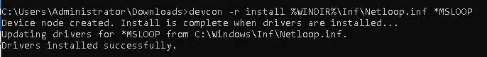 Driver installed successfully
