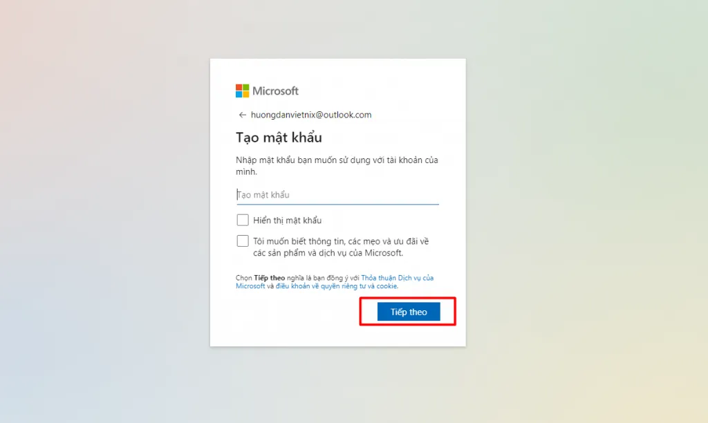 Đăng ký một tài khoản Outlook