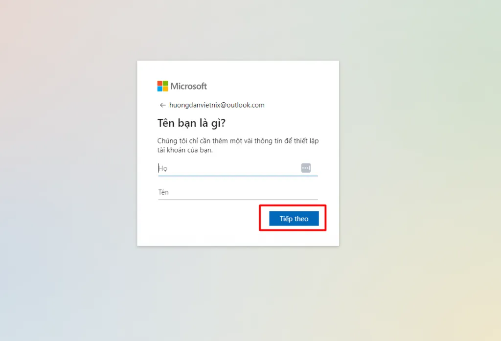 Đăng ký một tài khoản Outlook