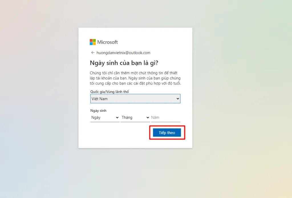 Đăng ký một tài khoản Outlook
