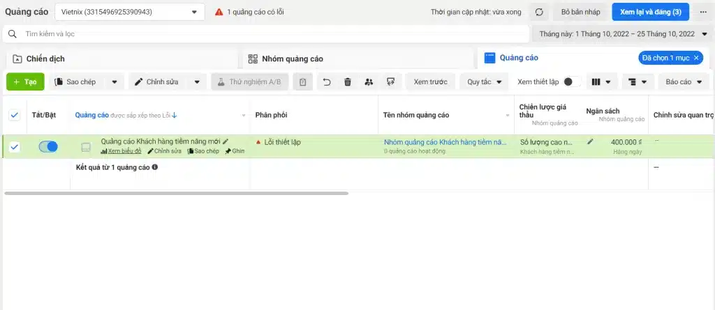 Báo cáo qua bộ lọc quảng cáo