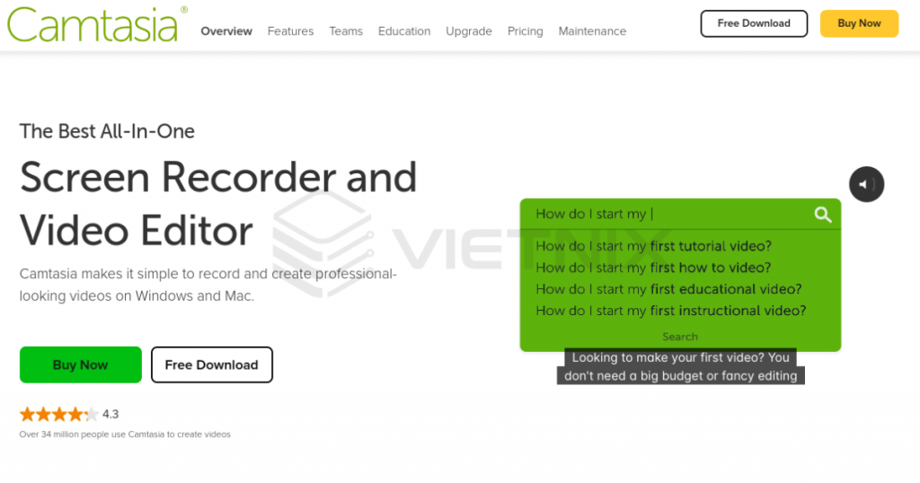 Phần mềm Render video Camtasia Studio