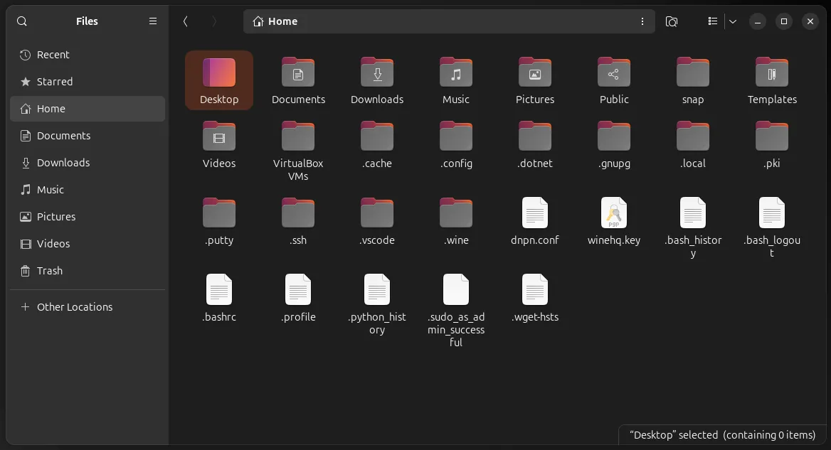 Giao diện file Ubuntu 24.04
