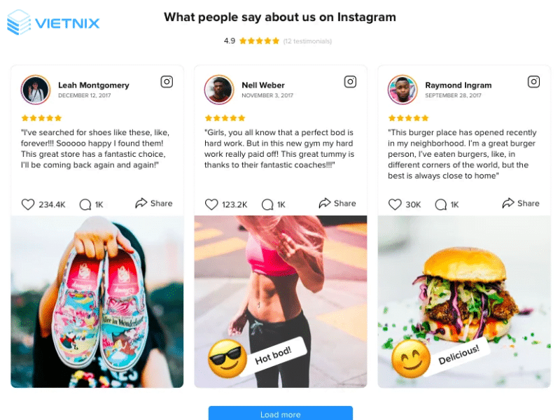 Testimonial trên nền tảng Instagram