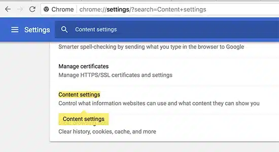 Content Settings