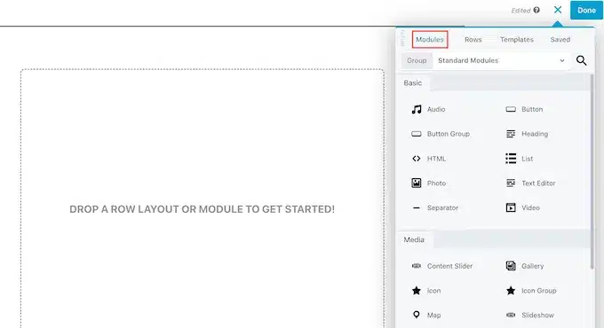 Thêm module vào trang landing page