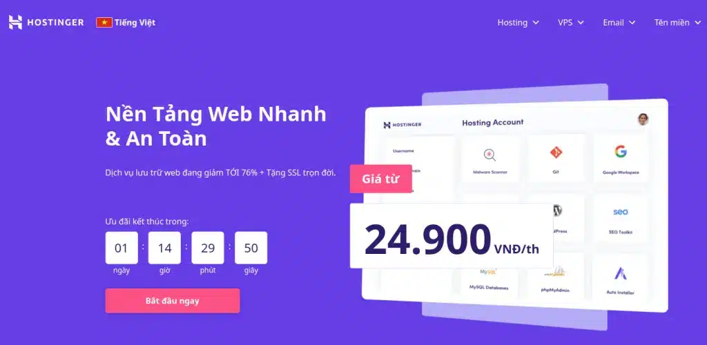 Nhà cung cấp hosting thương mại điện tử Hostinger