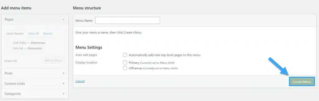 Tạo Top Navigation Menu trong WordPress